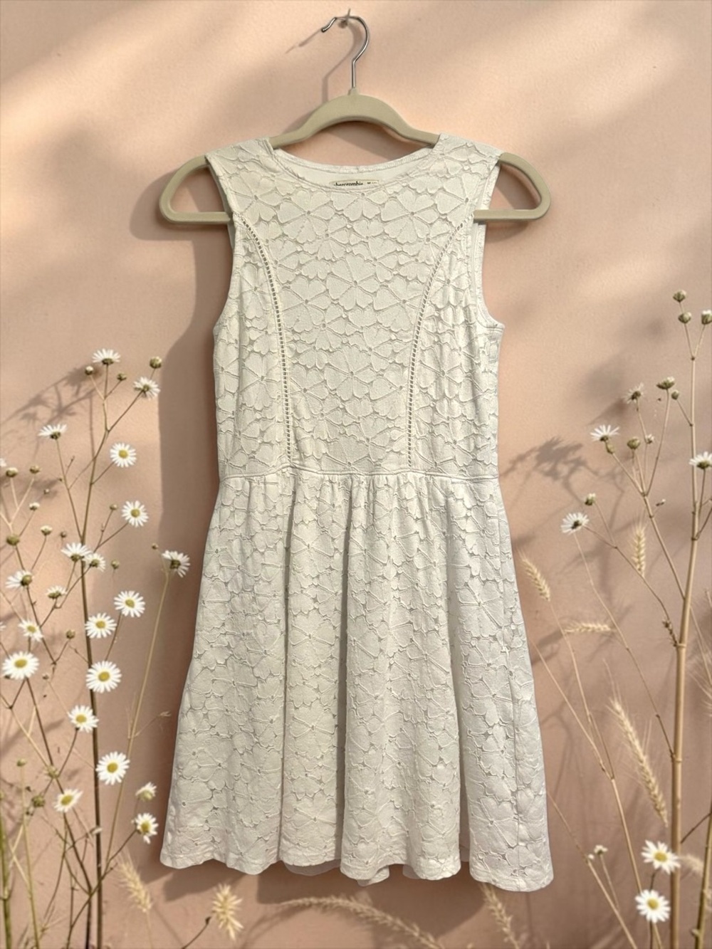 Abercrombie Kids Girls Dress White Lace Fit & Flare Size XL 15/16 EUC